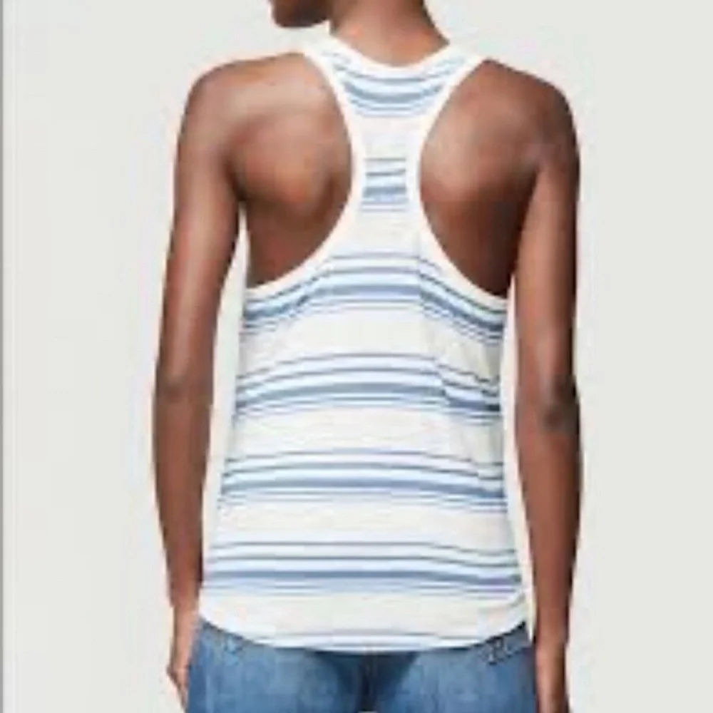 Frame Racer Back Linen Tank. / Denim Striped - Picture 5 of 10